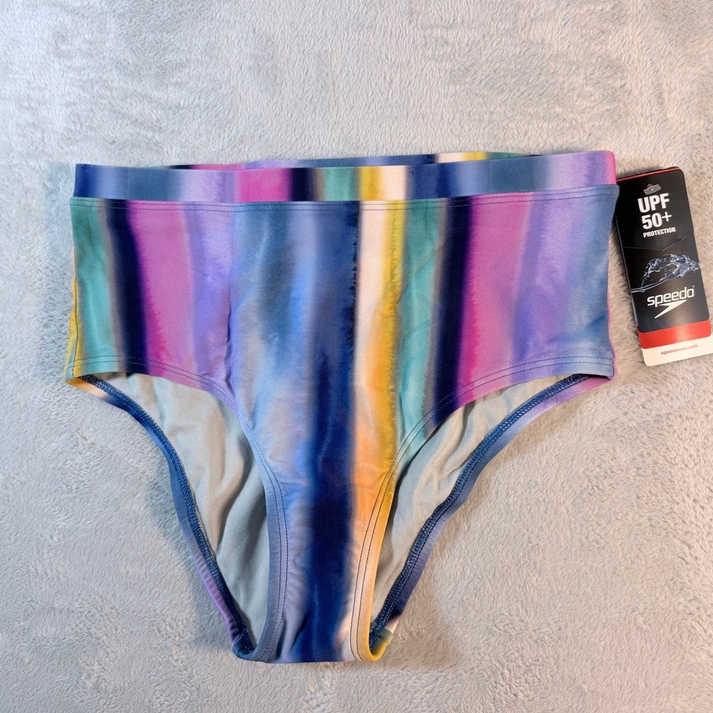 Speedo Women's Porcelain Tie Dye High Waisted Swim Bottom Bikini‎ Brief XS NWT